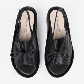 Goodin Sandale cu pană neagră cu o inserție de piele negru 1