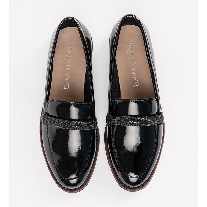 Mocasine cu insert de piele neagră Sergio Leone negru 2