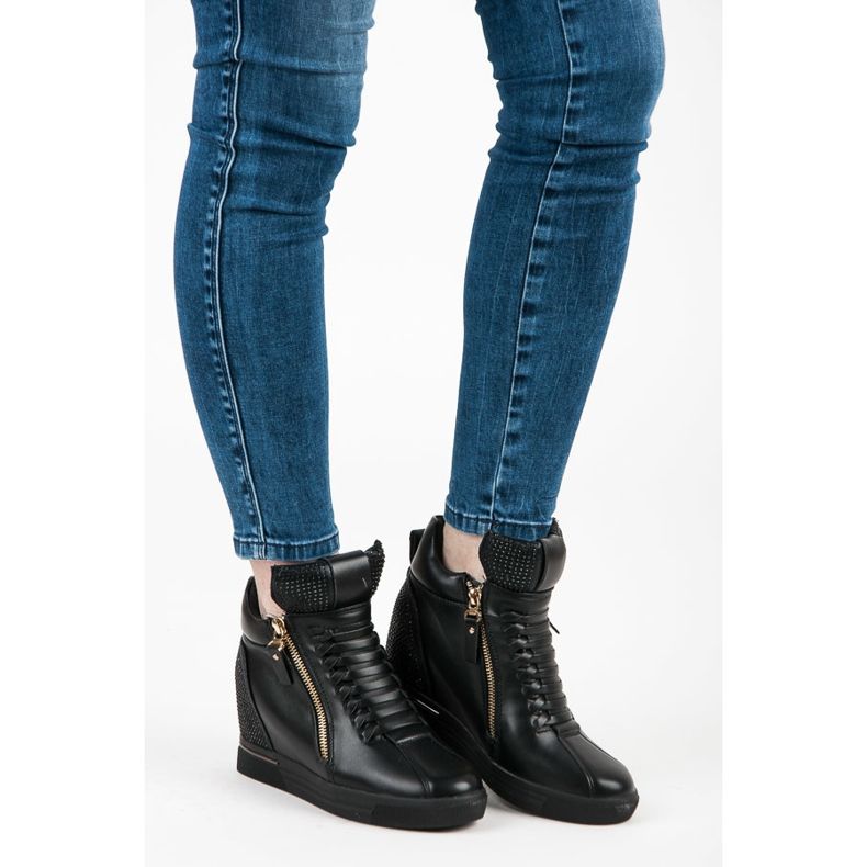 Tenisi negri cu fermoar negru 1