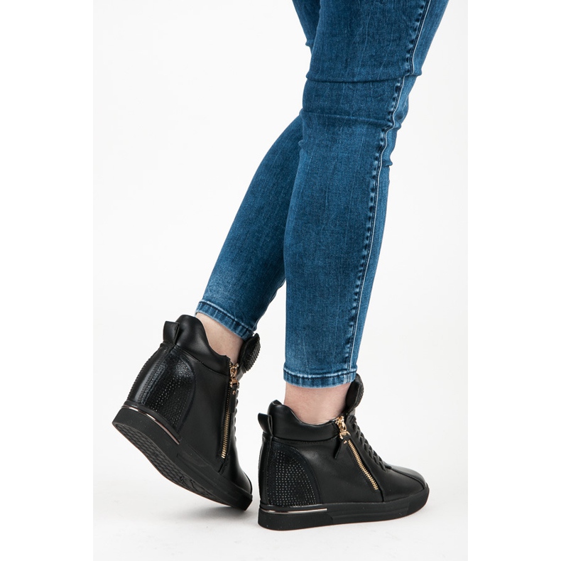 Tenisi negri cu fermoar negru 2