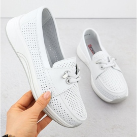 Pantofi pentru piele pentru femei Openwork White Artiker 56C2101 alb 1