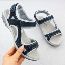 Cambell Camell AL94327 Sandale Velcro din piele albastră bleumarin albastru 1