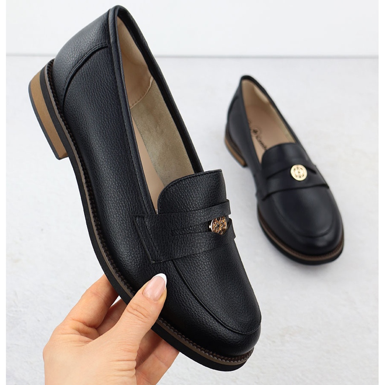 Cambell Pantofi pentru piele pentru femei Black Camell 00664 negru 1