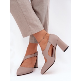 Pompe din piele pe stâlp cu clemă gri Vinceza 91133 2