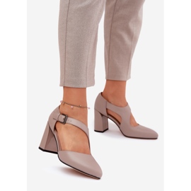 Pompe din piele pe stâlp cu clemă gri Vinceza 91133 1