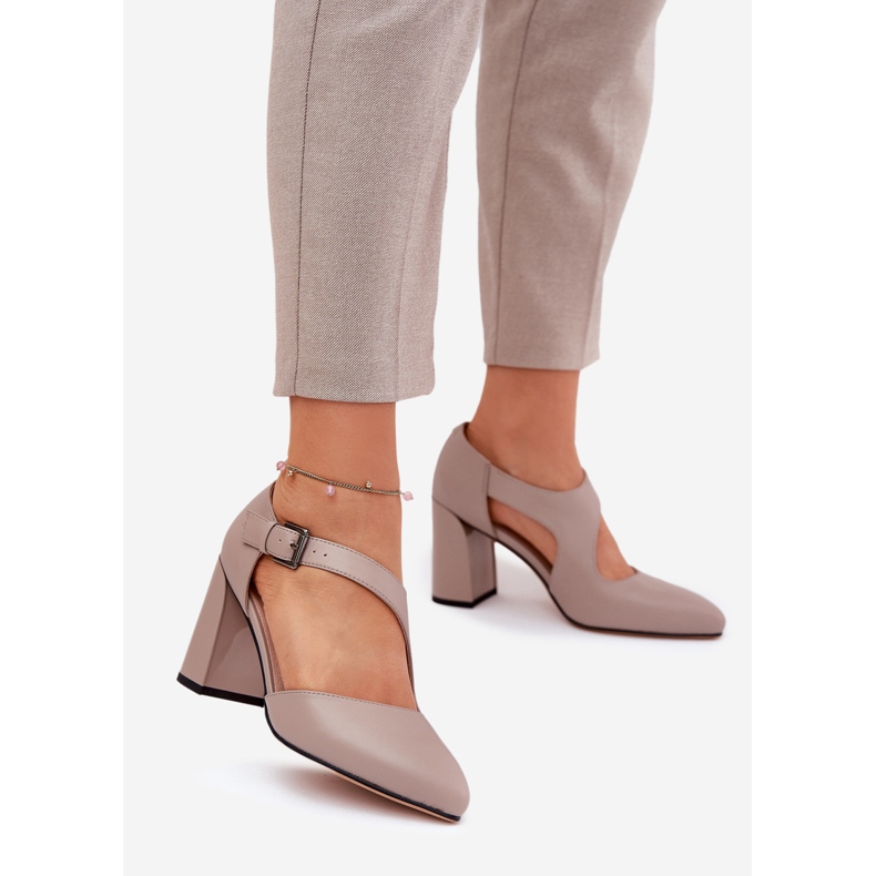 Pompe din piele pe stâlp cu clemă gri Vinceza 91133 1