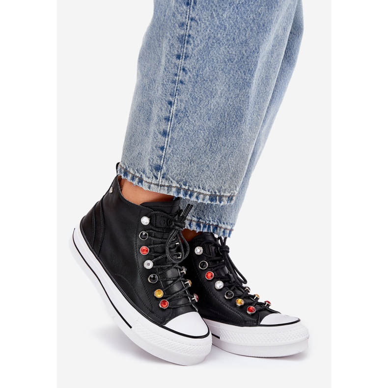 GOE RR2N4101 Adidaje din piele înaltă pentru femei negru 1