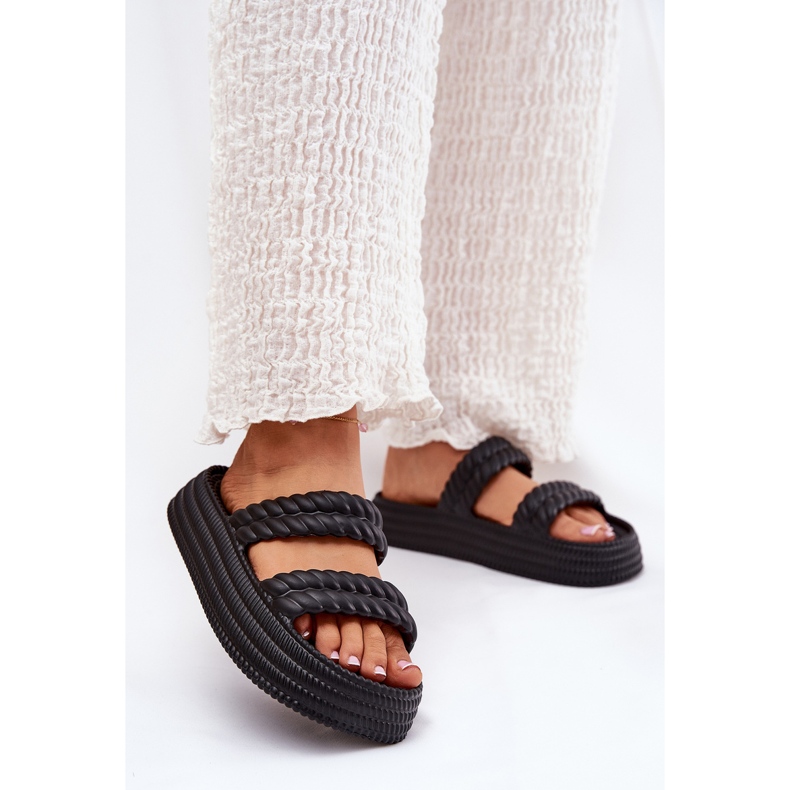 S.Barski Flip-flops cu spumă ușoară pe platforma S. Barski ZK51-001 Negru 2