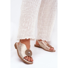 S.Barski Sandaluri strălucitoare pentru femei Detaliu decorativ S. Barski KV51-012 Zlotys de aur 2