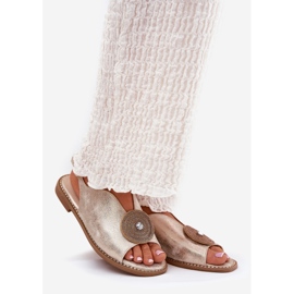 S.Barski Sandaluri strălucitoare pentru femei Detaliu decorativ S. Barski KV51-012 Zlotys de aur 1