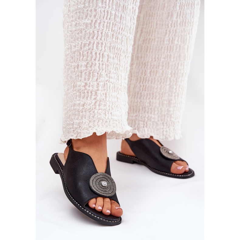 S.Barski Sandaluri strălucitoare pentru femei Detaliu decorativ S. Barski KV51-012 Negru 2