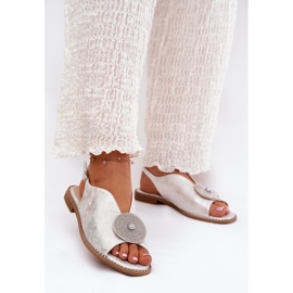 S.Barski Sandale strălucitoare pentru femei Detaliu decorativ S. Barski KV51-012 Silver argint 2