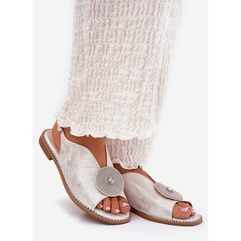 S.Barski Sandale strălucitoare pentru femei Detaliu decorativ S. Barski KV51-012 Silver argint 1