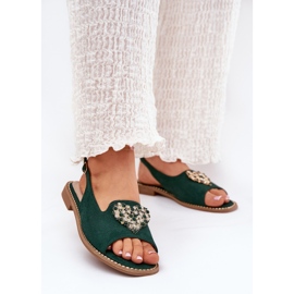 S.Barski Sandale pentru femei cu o inimă decorativă S. Barski KV27-018 Verde 2