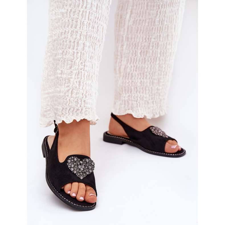 S.Barski Sandale pentru femei cu o inimă decorativă S. Barski KV27-018 Negru 2