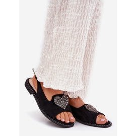 S.Barski Sandale pentru femei cu o inimă decorativă S. Barski KV27-018 Negru 1