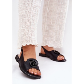 S.Barski Sandale strălucitoare pentru femei cu ornament S. Barski KV51-006 Negru 2