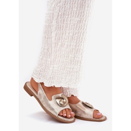 S.Barski Sandale strălucitoare pentru femei cu ornament S. Barski KV51-006 Aur de aur 1