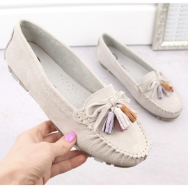 Filippo W PAW506A mocasini bej din piele intoarsa cu franjuri 2