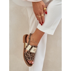 Zazoo 40385 Sandale din piele pentru femei cu leopard cu imprimeu maro 3