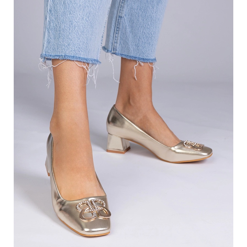 Pompe de aur cu tocuri joase cu zirconi 1