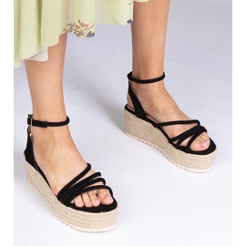 Sandale espadrile negre pe platformă negru 1