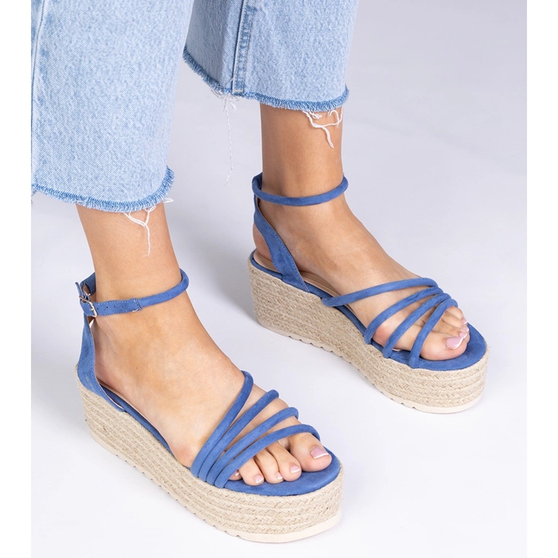 Sandale albastre espadrilles pe platformă albastru 1
