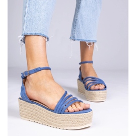 Sandale albastre espadrilles pe platformă albastru 3