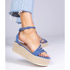 Sandale albastre espadrilles pe platformă albastru 2