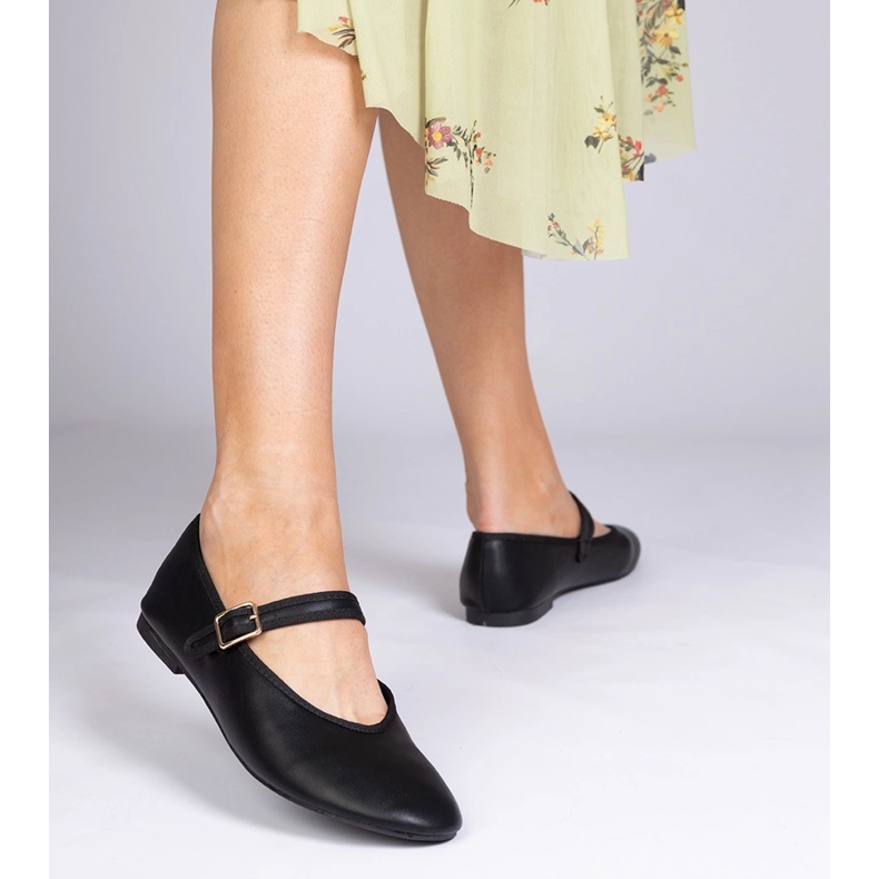 Balerinele pentru femei negre cu o cataramă negru 2 Balerinele pentru femei negre cu o cataramă negru 2