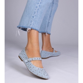 Blue Ballerinas cu știfturi și catarame albastru 1