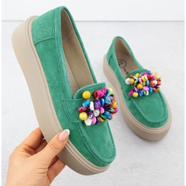 Plăcile din piele pe platformă cu margele verzi Filippo DP6765 verde 1