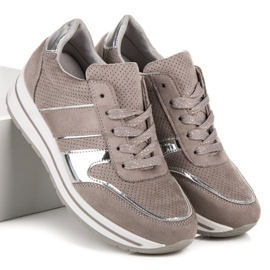 Seastar Pantofi din piele intoarsa pe platforma gri 1