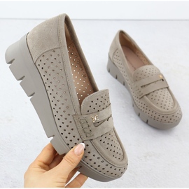 Mocasini pentru femei pentru o pană deschisă Kaki Potocki 12608 bej 1