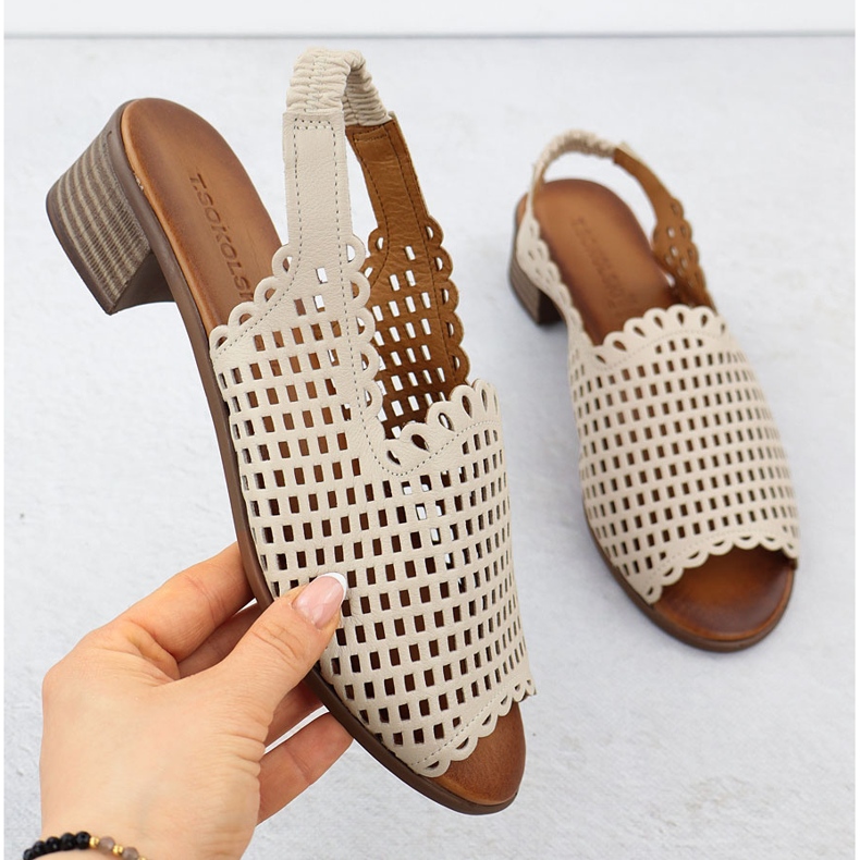 Sandale din piele pentru femei Beige Openwork Beige T.Sokolski L25-707 bej 1