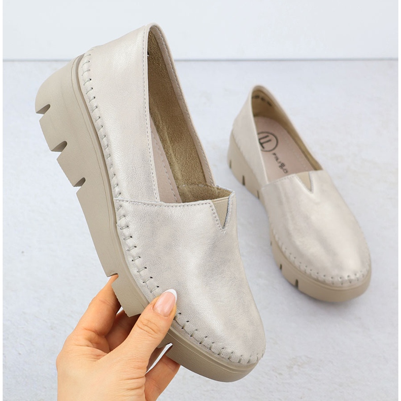 Pantofi pentru piele pentru femei pe Wedge Golden Filippo 6161 de aur 1