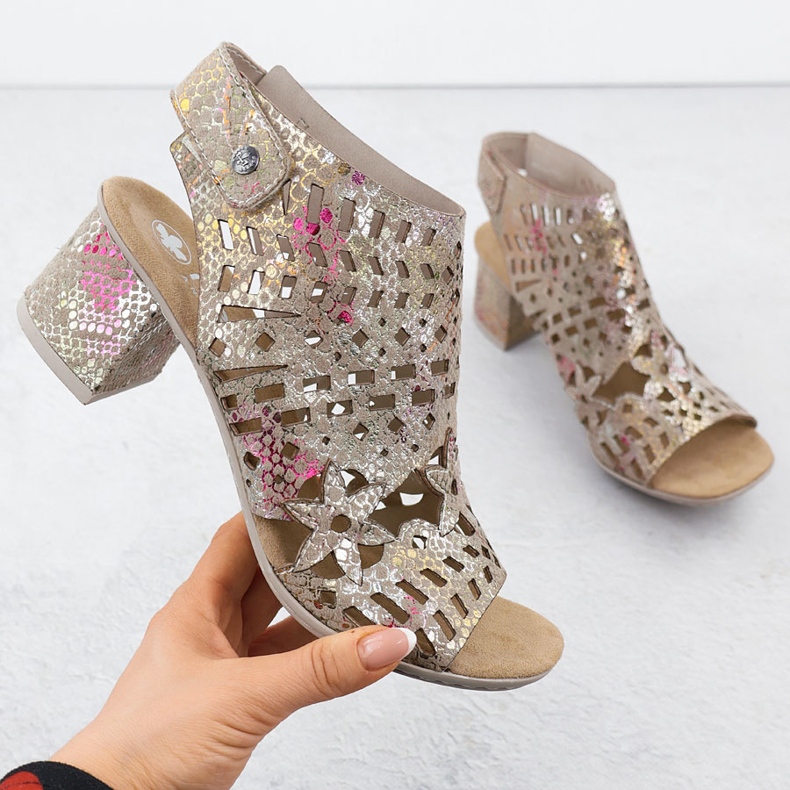 Sandale pentru femei construite Openwork Rieker 64780-90 multicolor 1