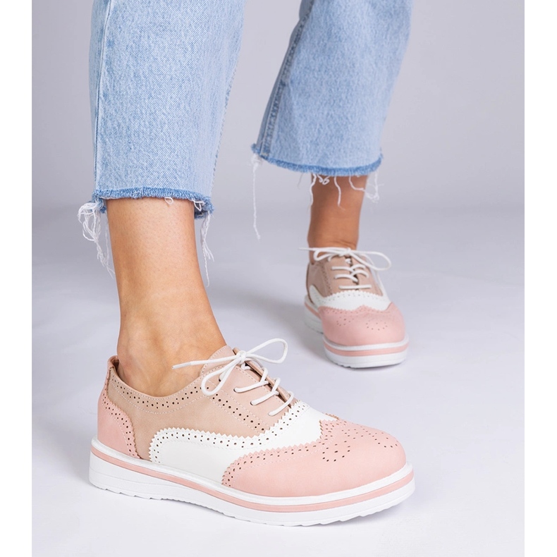 Pantofi roz clasici de oxford 1