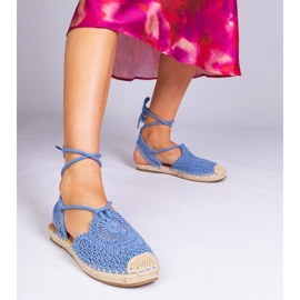 Sandale albastre cu espadrilles cu lac plat albastru 1