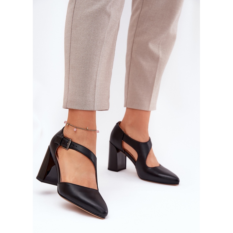 Pompe din piele pe stâlp cu clemă neagră Vinceza 91133 negru 2