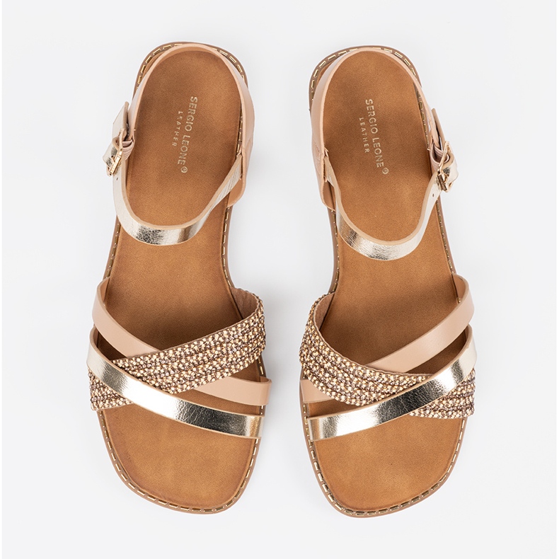 Sandale de Golden pentru femei pe o talpă plată Sergio Leone de aur 2