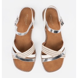 Sandale albe pentru femei pe o talpă plată Sergio Leone 2