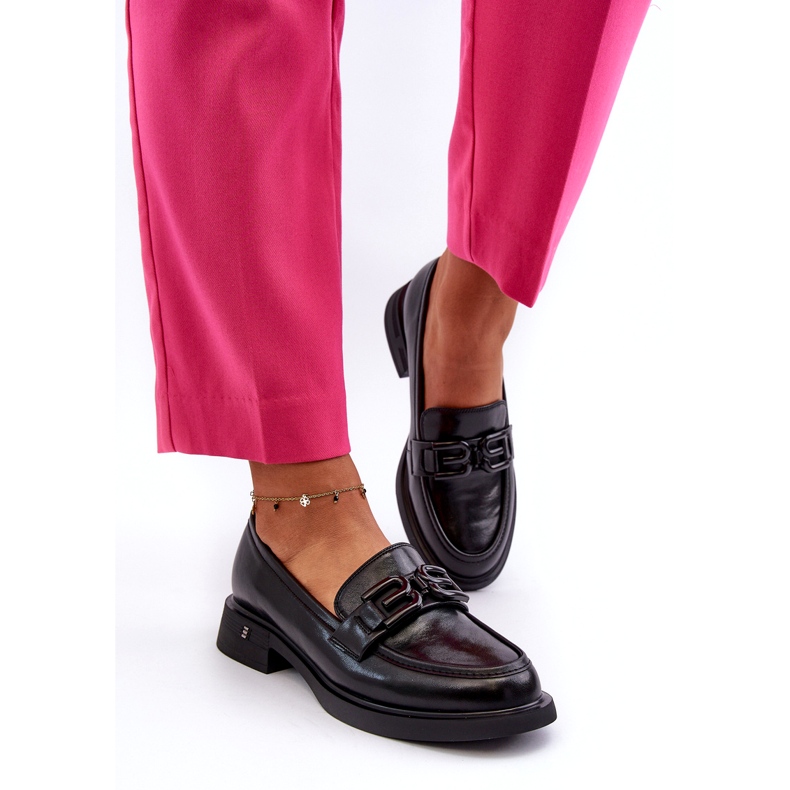 Vinceza Plăceri din piele pentru femei cu decor negru 1