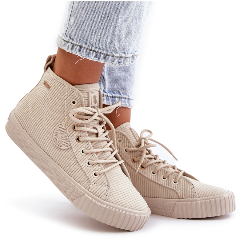 Big Star Adidași izolați pentru femei Corduroy Star Big OO274771 Sistem Hi-Polish Beige bej 3