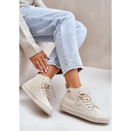 Big Star Adidași izolați pentru femei Corduroy Star Big OO274771 Sistem Hi-Polish Beige bej 2