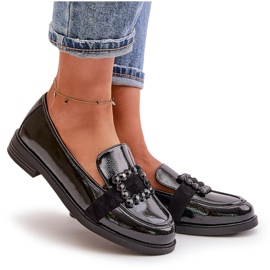 Mocasini Dama Piele Lacuita Cu Decorat, Negru Vinceza 58389 4