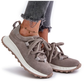 ARTIKER Pantofi dama din piele intoarsa cu sireturi groase Artier 54C1465 gri 8