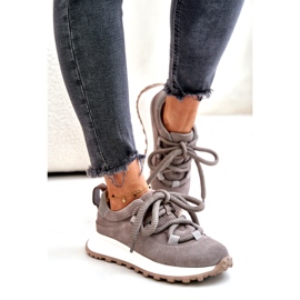 ARTIKER Pantofi dama din piele intoarsa cu sireturi groase Artier 54C1465 gri 1