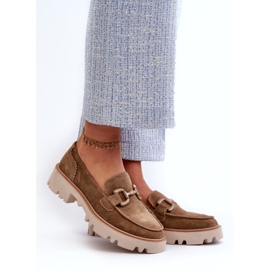 S.Barski Mocasini din piele de căprioară pentru femei cu un ornament TW117 Olive verde 1