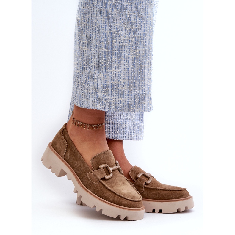 S.Barski Mocasini din piele de căprioară pentru femei cu un ornament TW117 Olive verde 1